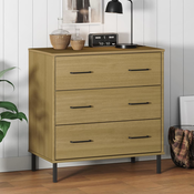 vidaXL Komoda s 3 predali rjava 77x40x79,5 cm trden les OSLO