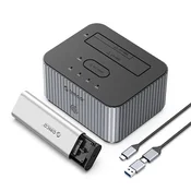 Orico Priklopna postaja IT28E-C s funkcijo kloniranja za 2 M.2 NVME 2,5/3,5 HDD/2,5 SSD pogona - siva