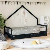 Vidaxl vidaXL Otroški posteljni okvir s predali črne barve 80x200 cm borovina