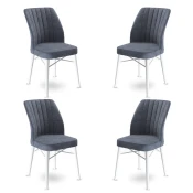 Hanah Home Set 4 trpezarijske stolice Flex Sivo-Beli