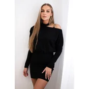 Dress with shoulder decoration black