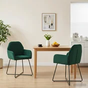 vidaXL Jedilni stoli 2 pcs Žamet Temno zelena 55 x 50 x 84 cm