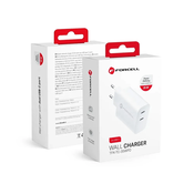 Forcell Stenski polnilec z 2 USB vtičnicama tipa C – 3A 35W s PD in funkcijo Quick Charge 4.0