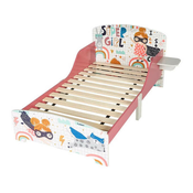 Kinder home dečiji drveni krevet sa zaštitom od pada SUPER DEVOJKA (ram dušeka od letvica 140/70 cm, udobno postolje