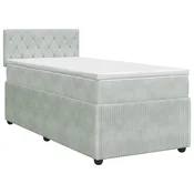 vidaXL Postelja boxspring z vzmetnico Svetlo siva 80 x 200 cm Žamet