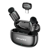 AWEI MK5 DUO Bluetooth mikrofon (2 x Type-C), s aktivnim poništavanjem buke, CRN