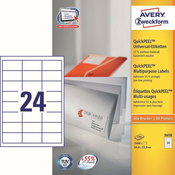 Avery-Zweckform Univerzalne naljepnice Avery-Zweckform 3658 ( 64.6 mm x 33.8 mm ),bijela, trajno prianjaju