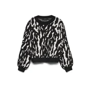 VERO MODA Pulover VMNANCY ecru / čokolada / črna