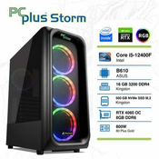 PCPLUS Storm i5-12400F 16GB 500GB NVMe SSD GeForce RTX 4060 OC DDR6 8GB RGB gaming desktop