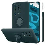 Cadorabo CADORABO Ohišje, združljiv s Huawei v tekoči zeleni barvi - zaščitni pokrov iz fleksibilnega silikona TPU z obročem, (20585821)