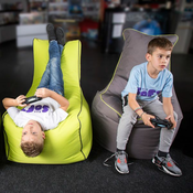 naslonjač Soft Bag, zelen + siv rob
