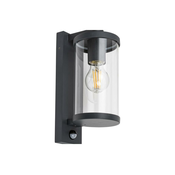 RABALUX 7892 | Silistra Rabalux zidna svjetiljka sa senzorom 1x E27 IP44 antracit, prozirno