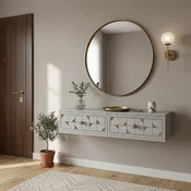 Hanah Home komoda Moka 120, 120 cm, bela / zlatna
