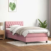 vidaXL vidaXL Box spring postelja z vzmetnico roza 90x210 cm žamet, (22053289)