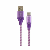 Cablexpert Cablexpert kabel USB A-C 2m bombažna zaščita vijoličen CC-USB2B-AMCM-2M-PW, (21166272)