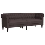 Vidaxl Kavč trosed Chesterfield temno rjava tkanina
