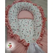 Bubamara037 Gnezdo za bebe sa karnerom Cvetici, Roze