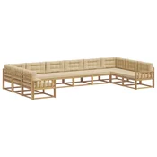 Set vanjskih sofa s jastukom 10 pcs Bijela i bež