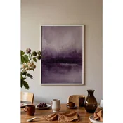 WallXpert uramljena slika 115219, apstraktni pejzaž jezera u ljubicastim tonovima, 50 x 70 cm, beli ram