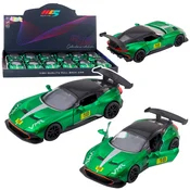 Športni dirkalni avto, kovinski, s potegom nazaj, LEAN TOYS, Zeleni, 1:32