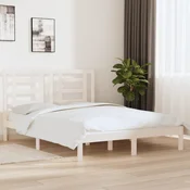 shumee vidaXL Posteljni okvir brez vzmetnice bel 160x200 cm masiven borov les