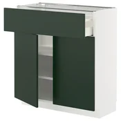 METOD/MAXIMERA Podstav omr s predalom/2 vrati, bela/Havstorp globoka zelena, 80x37 cm