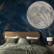 Samolepilna tapeta zlata luna in trave na modrem nebu - 147x270