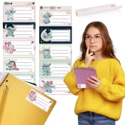 Disney DISNEY Stitch KOMPLET nalepk z imeni za zvezke, SAMOLEPILNE nalepke za otroške UČBENIKE, 20 NALEPKE