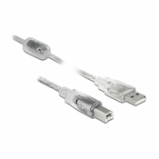 DELOCK Kabel USB A-B 3m Delock dvojno oklopljen transparent s ferito 83895