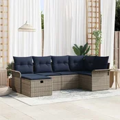 Sjedeća garnitura za vrt 6 kom. Poli ratan Siva 242,5 x 132,5 x 85 cm