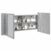 LED kupaonski ormaric s ogledalom siva boja hrasta 100x12x45 cm