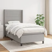 Greatstore Box spring postelja z vzmetnico svetlo siva 90x190 cm blago