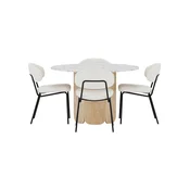 Venture Design Jedilna miza in stol komplet, okrogla miza O120x75 cm, bela