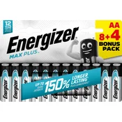 Energizer Battery Max Plus AA baterije, 8+4 kom