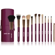 Zoë Ayla 12 Piece Makeup Brush Set Dark Plum set čopičev z etuijem
