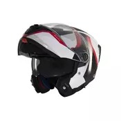 Preklopna motoristična čelada MT Helmets Atom 2 SV Emalla, bela/črna/rdeča