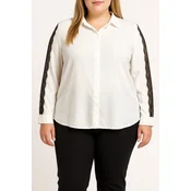 Plus size bluza s čipko, bela