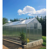 Rastlinjak ALU SANUS SILBER L-serija - š220 cm, 6 mm Polikarbonat + Strešno okno + avt, odpiralec okna + dostava - tudi na obroke pri nas!LEANPAY, 1STAVNO-NLB Buy&go