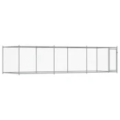 Vidaxl Pasji boks z vrati siv 6x2x1,5 m pocinkano jeklo