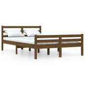 MAISON CHIC Posteljni okvir - Dvoposteljna postelja - Zakonska postelja medeno rjav iz trdnega lesa 140x190 cm-J14721, (21769875)