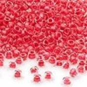 Kašaste perle (seed beads) 4 mm providna boja unutra crvena