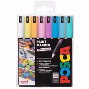 POSCA komplet akrilnih markerjev UNI 0.7mm (8 kosov), pastelne barve