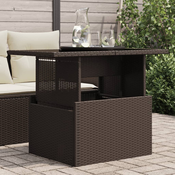 Vrtni stol sa staklenom plocom smedi 100x55x73 cm od poliratana