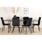 Venture Design Jedilna miza in stol komplet Uno in Windu Lyx 74x200x90 cm črna