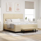 vidaXL vidaXL postelja s škatlastim vzmetenjem z vzmetnico in klopjo krem 180x200 cm Tkanina, (22083142)