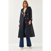 Bianco Lucci Womens Garni Windbreaker Detail Flap Trench Coat 2488