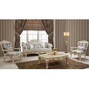 Casa Padrino luxury baroque living room set white/brown/cream/gold - 2 Baroque Sofas & 2 Baroque Armchairs & 1 Baroque Coffee Table - Baroque style living room furniture - Baroque furniture