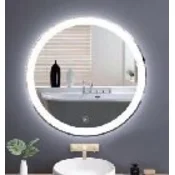 Costway Okroglo LED ogledalo premera O80 cm z nastavljivo svetlostjo in dotiknim stikalom