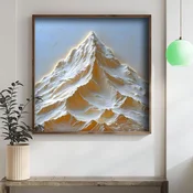 WallXpert uramljena MDF slika DOS056-33, snežni planinski vrh u reljefnom stilu, 34 x 34 cm