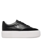 Calvin Klein Superge Flatform Lace Up Tcap Lth-Su HW0HW03438 Črna